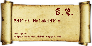 Bódi Malakiás névjegykártya