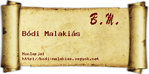 Bódi Malakiás névjegykártya